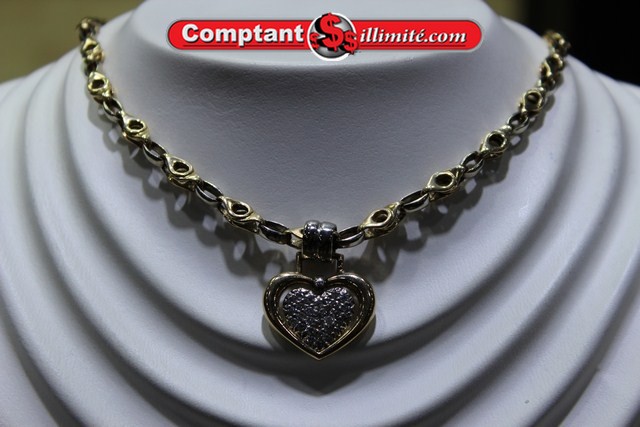 Chaine  pendentif avec coeur et  diamants