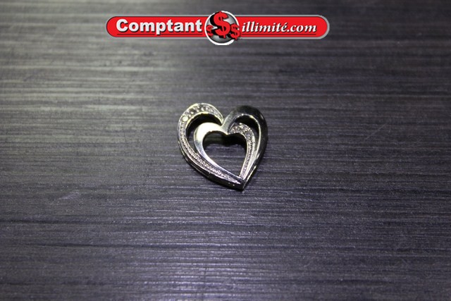 Breloque coeur en or blanc avec diamants