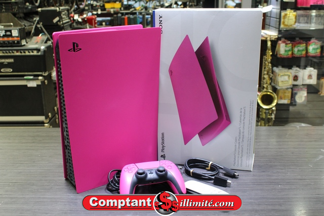 Console PS5 Rose + manette rose + manette multimédia + Couvercle (blanc original)