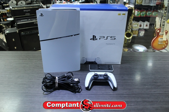 Console PS5 slim 1to + lecteur cd + chargeur a manette + acc - Image 1