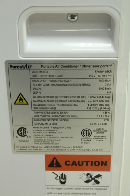 Climatiseur Portatif 7 000BTU forest air fa019a-05kr - Image 4