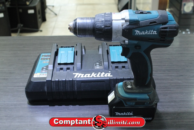 Perceuse à percussion +batterie 4ah+ chargeur double makita lxph03