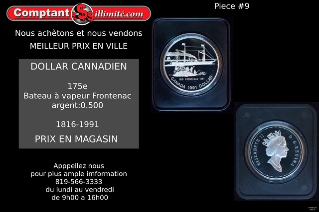 Pièce de monnaie Bateau Vapeur Frontenac Canada 1816-1991