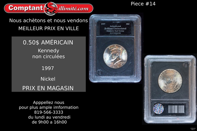 Pièce de monnaie Kennedy non circulé Usa 1997