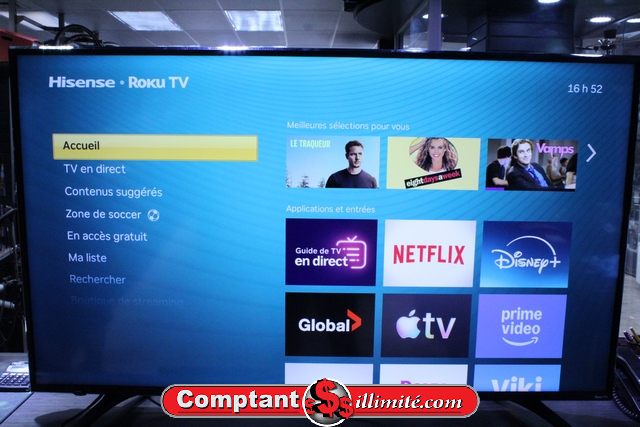 Téléviseur Intelligent Hisense Roku 55pouces (2018) +tc 55r6107
