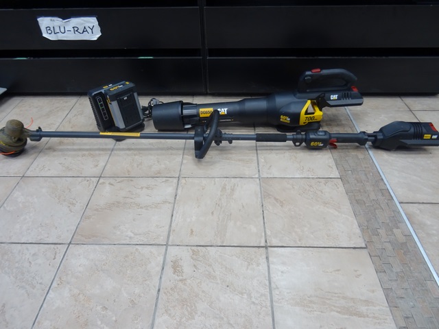 ensemble souffleur et coupe bordure + batterie 60v 2.5ah  + chargeur cat dg650/dg610